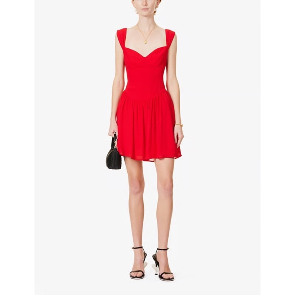 Reformation Taiga Red Crepe Mini Dress